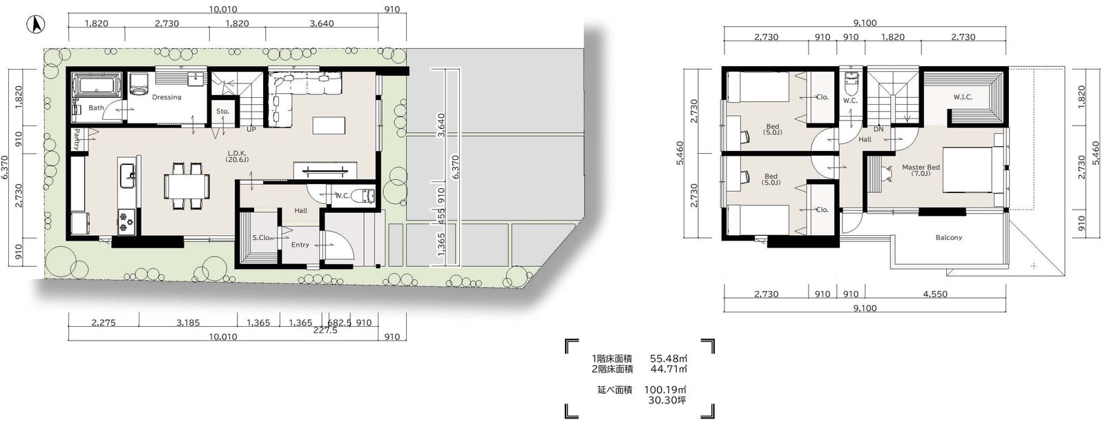 参考プランの間取り図（1階・2階）